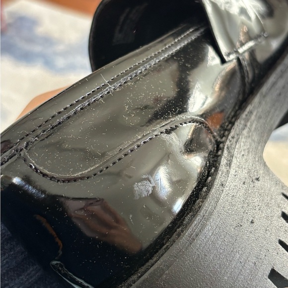 Steve Madden Black Patent Loafers with Gold Accent - Picture 7 of 9